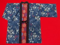 アンティーク和柄!綿入れ袢纏 雲龍(青紺)